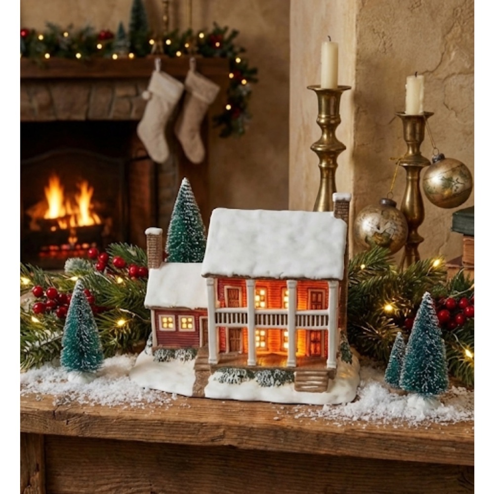 Christmas Village Tudor Style Shop House - Holiday Decor